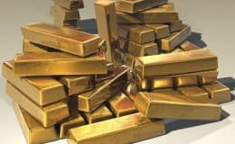 Goldbarren auf einem Haufen