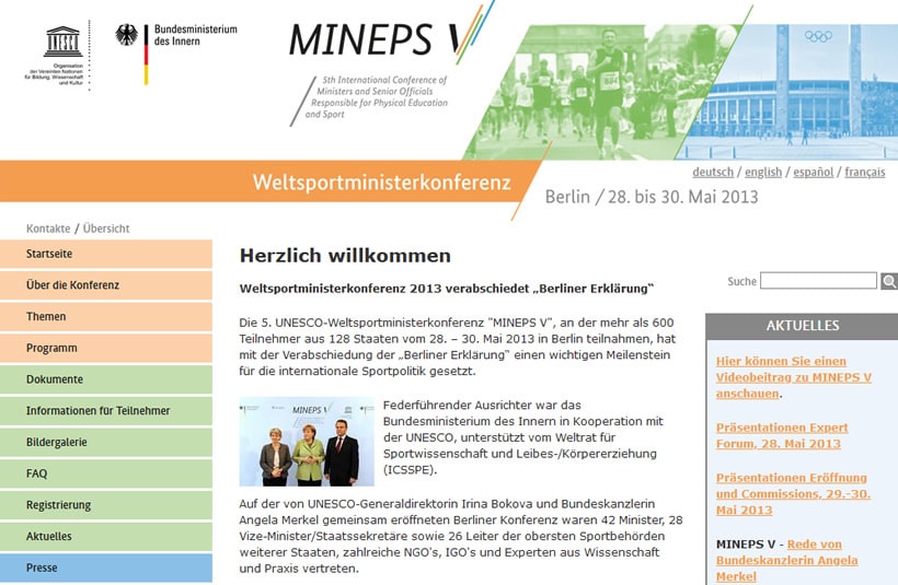 Die Berliner Erklärung zur Welt Sportministerkonferenz MINEPS V