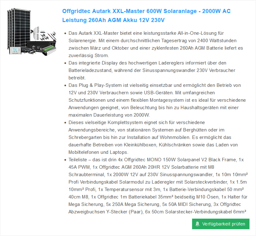 Solaranlage Autark XXL