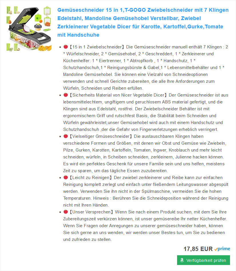 Gemüseschneider 15 in 1,T-GOGO