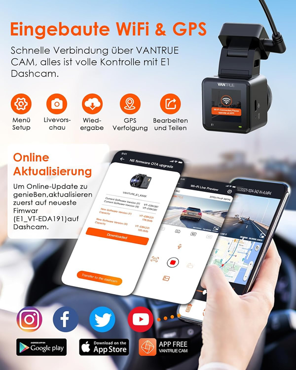 Sonderfunktionen und Bedienkomfort der Dashcam