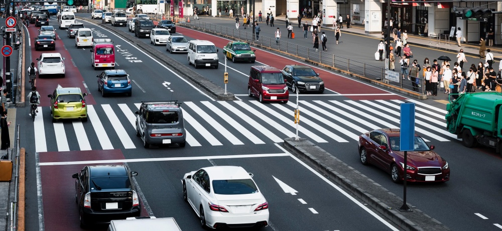Verhalten von Fußgängern und Autos