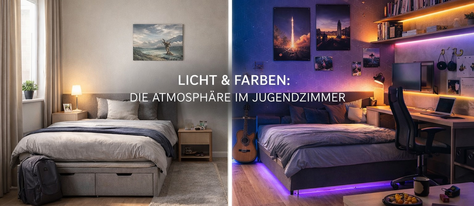 Atmosphäre durch Licht und Farben im Jugendzimmer