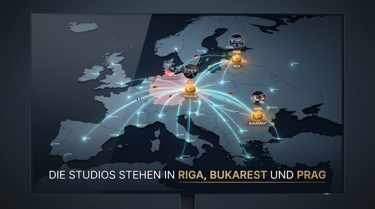 Die Studios stehen in Riga, Bukarest und seit Oktober 2024 auch in Prag