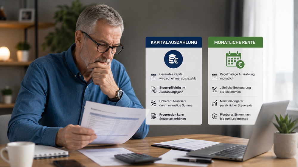 Kapitalauszahlung oder monatliche Rente: Steuerliche Unterschiede