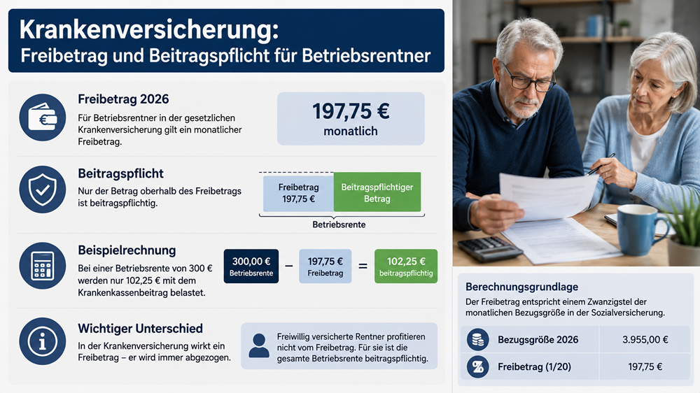 Krankenversicherung: Freibetrag und Beitragspflicht für Betriebsrentner