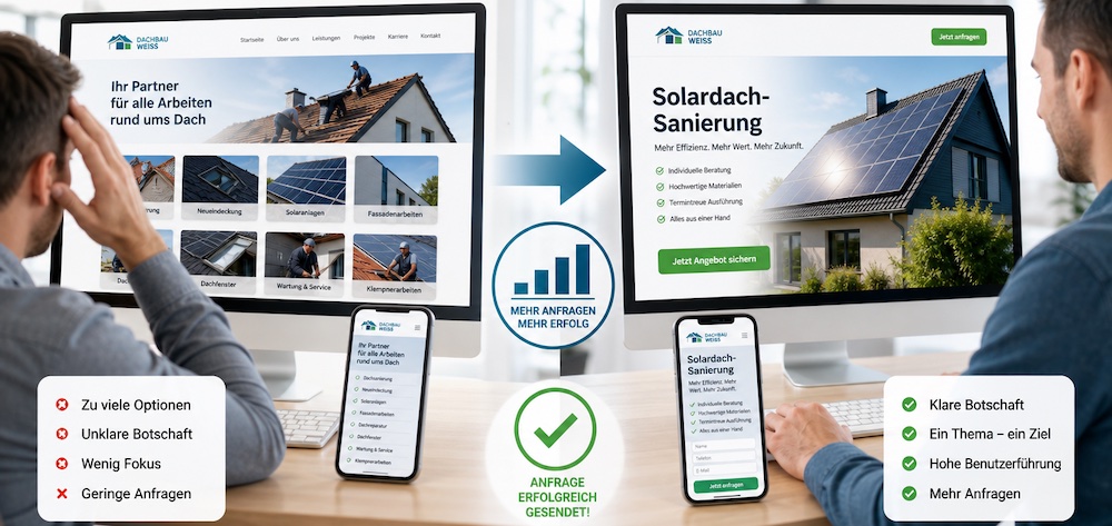 Manchmal sind spezifische Zielseiten besser als die allgemeine Homepage
