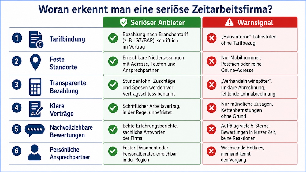 Seriöse Zeitarbeitsfirma erkennen