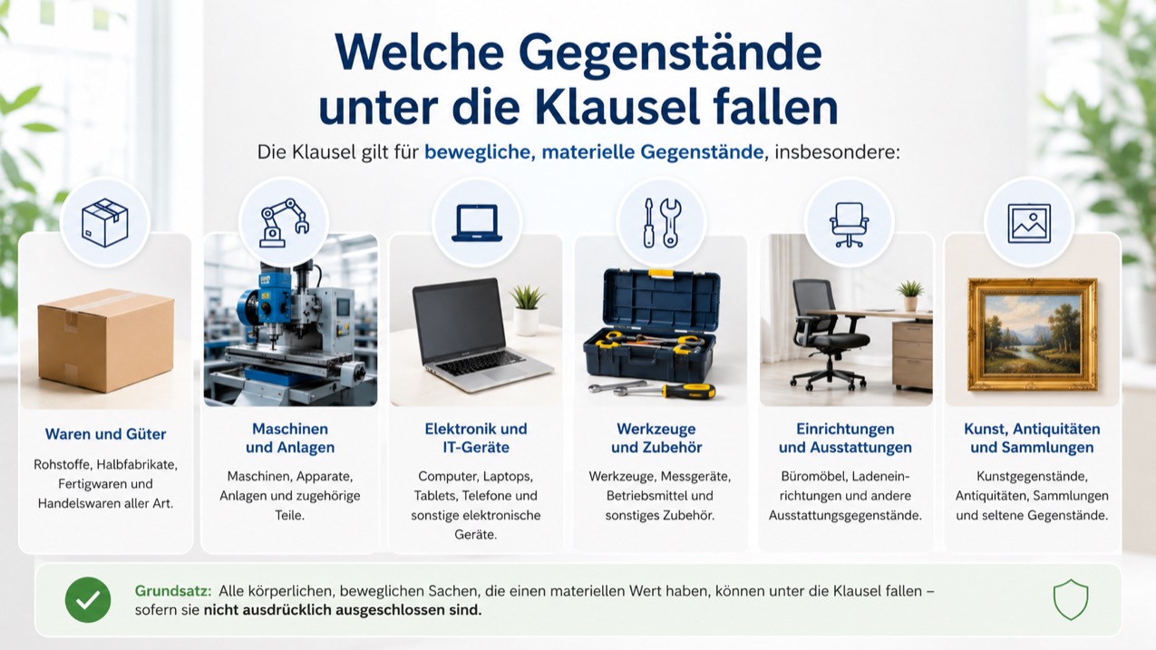 Welche Gegenstände unter die Klausel fallen