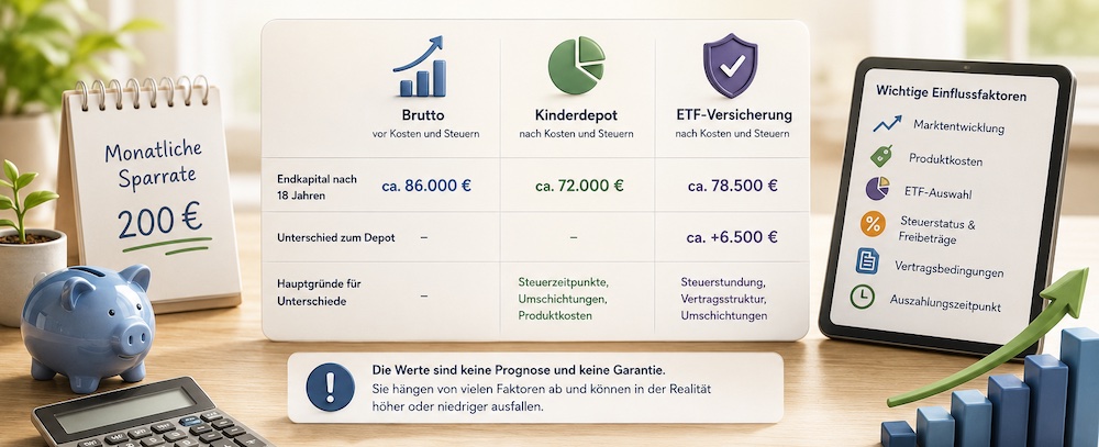 Rechenbeispiel – 200 Euro monatlich über 18 Jahre