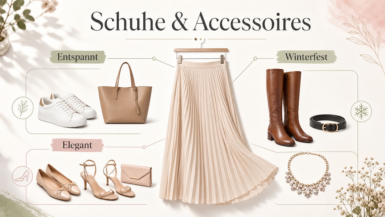 Schuhe und Accessoires, die den Look vollenden
