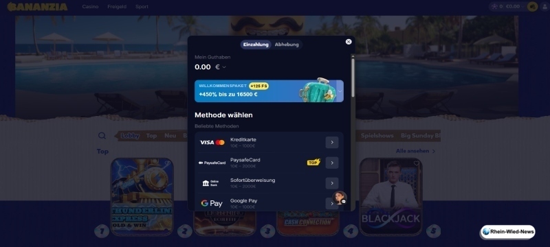 Einzahlen im 200 Prozent Casino