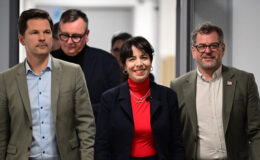 Eralp, Graf und Krach stellen das Sondierungspapier von Linken, Grünen und SPD in Berlin vor